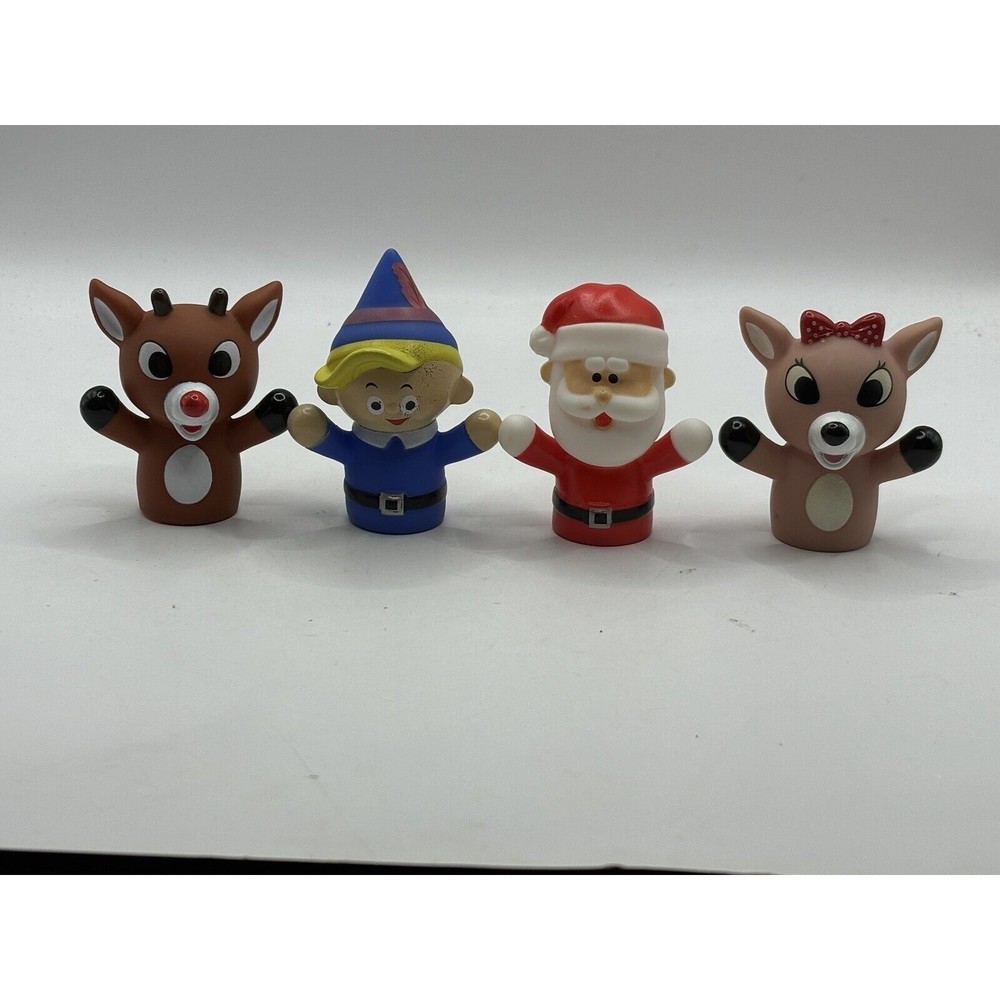 Set Of 4 Rudolph The Red Nose Reindeer Finger Puppets
